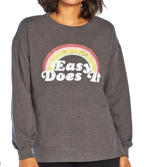 NWOT WILDFOX Easy Does It - Rainbow Vintage Graphic Novelty Print Sweatshirt - Picture 1 of 12